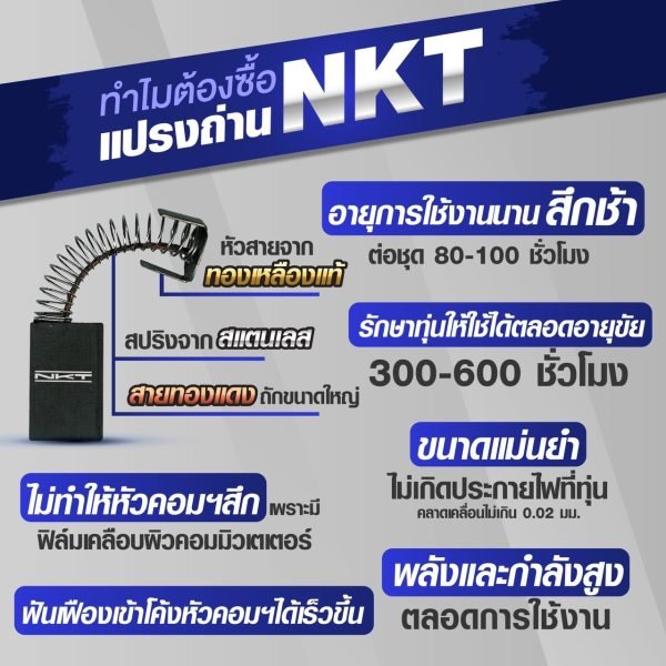 แปรงถ่าน NKT ใช้สำหรับ BOSCH ขนาด 6.3x12.4x25mm. (ชุด:กล่อง)