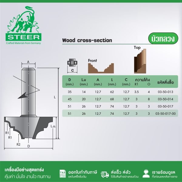 ดอกเร้าเตอร์รูปพาน STEER 35-51มม. ดอกเราเตอร์ ดอกทิมเมอร์