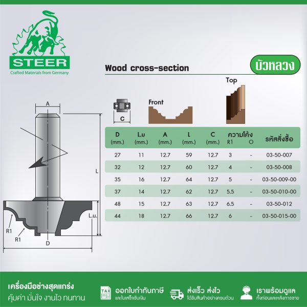 ดอกเร้าเตอร์รูปพาน STEER 27-48มม. ดอกเราเตอร์ ดอกทิมเมอร์