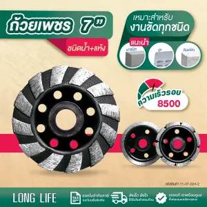 ใบเพชร LONG LIFE น้ำและแห้ง 7" พลังสิงห์