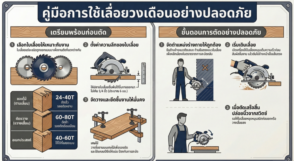 การตัดไม้ด้วยเลื่อยวงเดือนอย่างถูกวิธี