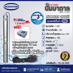 ปั๊มบาดาล SUBMERSIBLE PUMP BOUSTON รุ่น 3BTD 1.5-22S